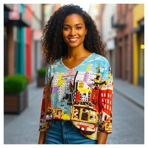 Graphic Tee 3/4 length sleeves.